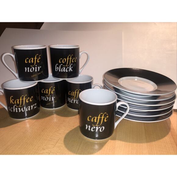 I. Godinger Company 12 PC SET Espresso Demitasse Cups and Saucers Coffee EXC!!! - Picture 1 of 12